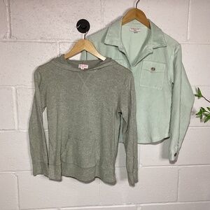 Girls Corduroy Shacket and Lightweight Hooded Sweater | Size 14 and XL
